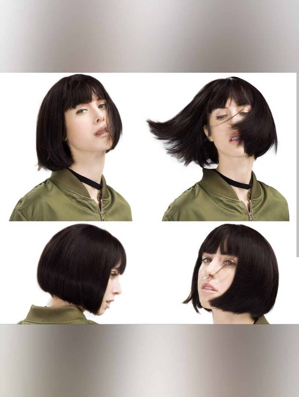 Classic Short Bob Wig with Blunt Bangs - Black